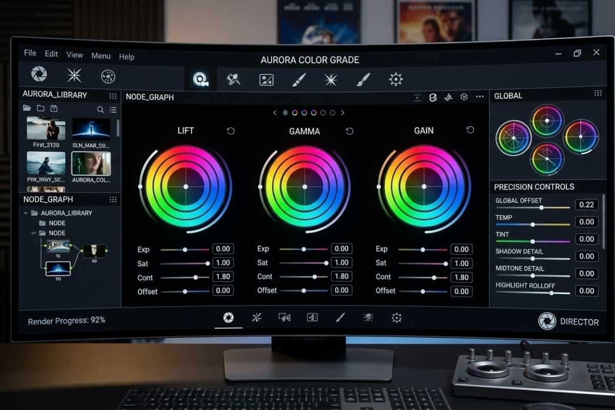 prikaz color grading-a DaVinci Resolve na kompjuteru