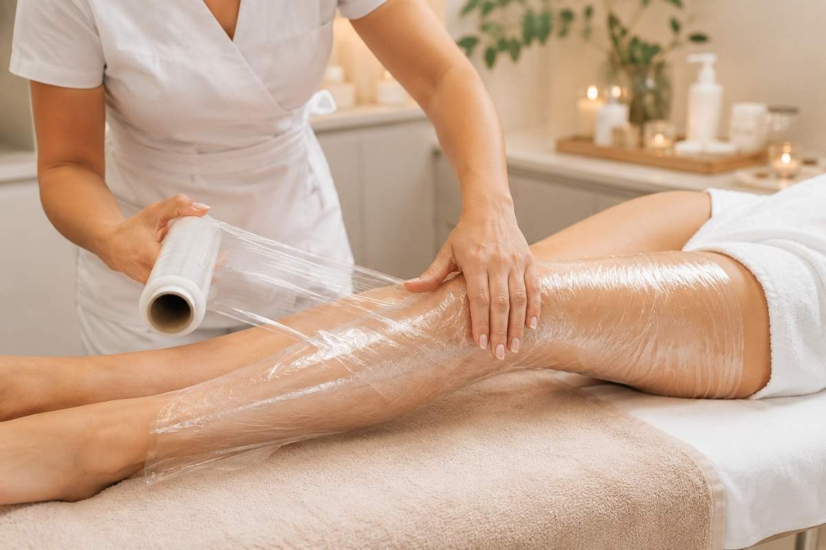 djevojka na body wrapping tretmanu tijela