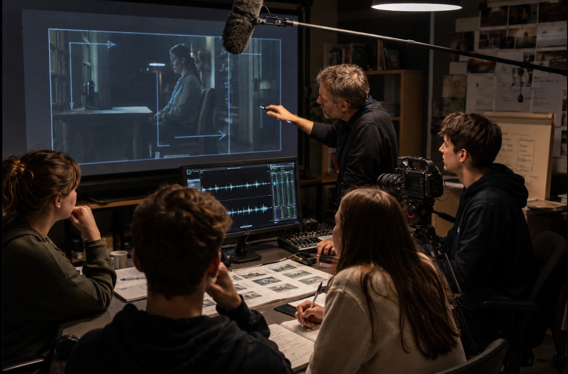 Polaznici filmske glume analiziraju kadar i uče kako mikroekspresija, glas i položaj tijela djeluju pred kamerom
