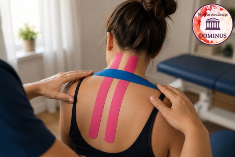 devojka na kinesio taping terapiji